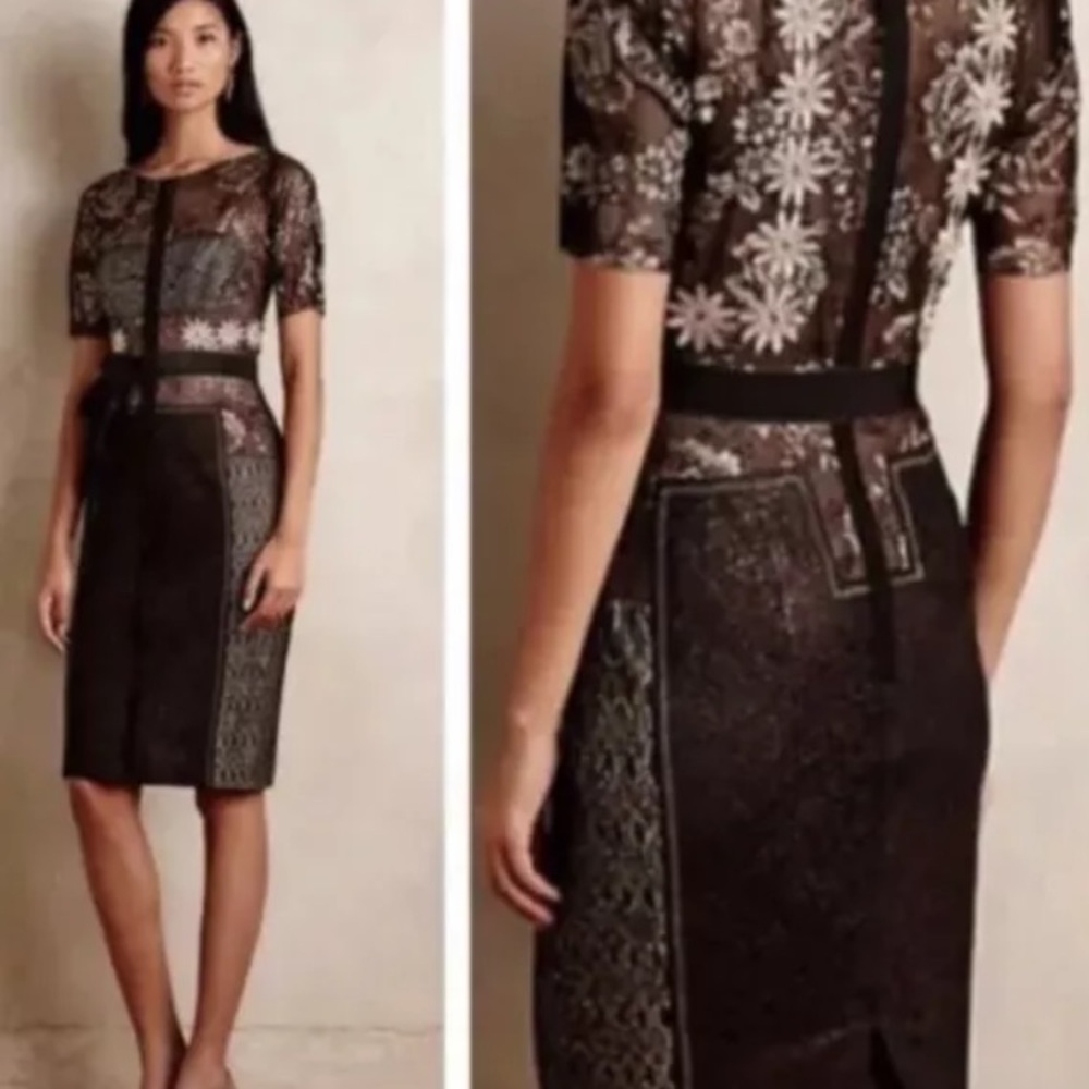 Anthroplogie Byron Lars Beauty Mark Carrisima Sheath Gold.